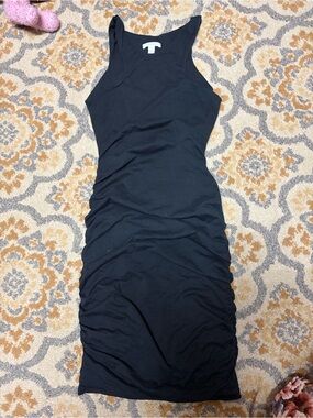 Kookai black sleeveless ruched mini dress